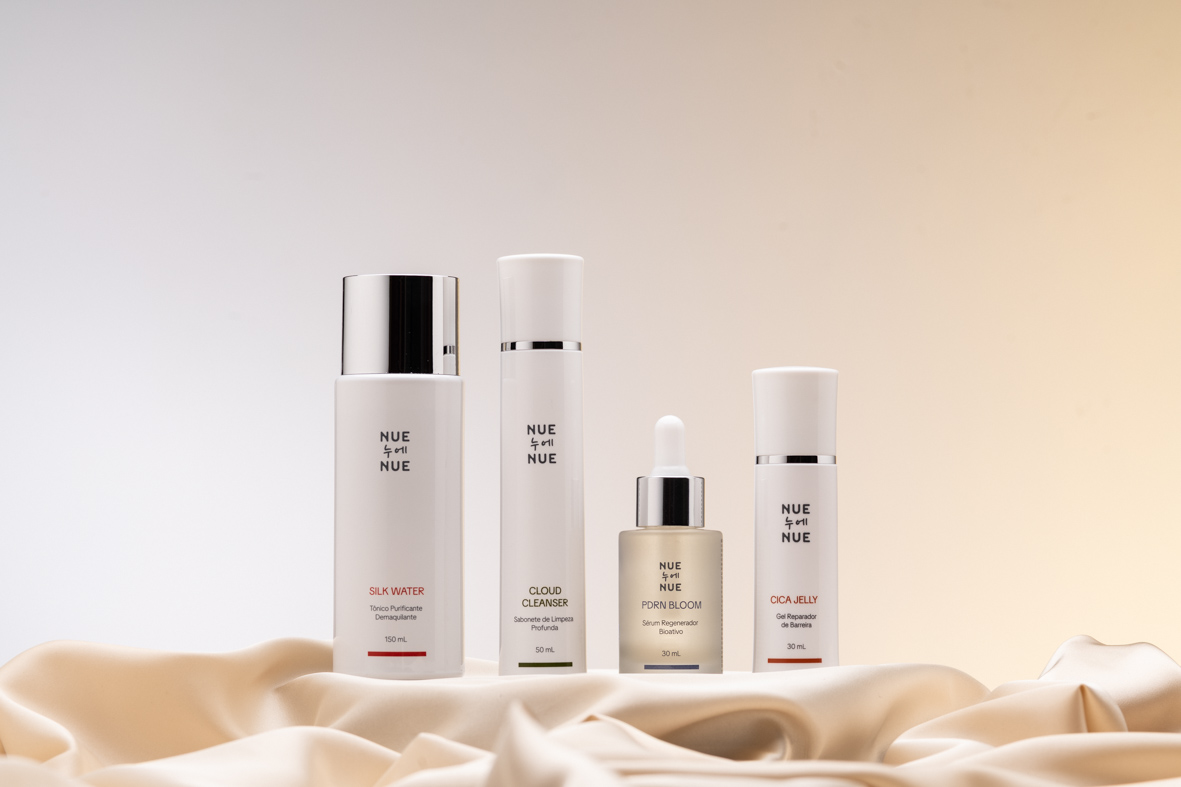 Kit Completo Nue Nue — Silk Water, Cloud Cleanser, PDRN Bloom e Cica Jelly